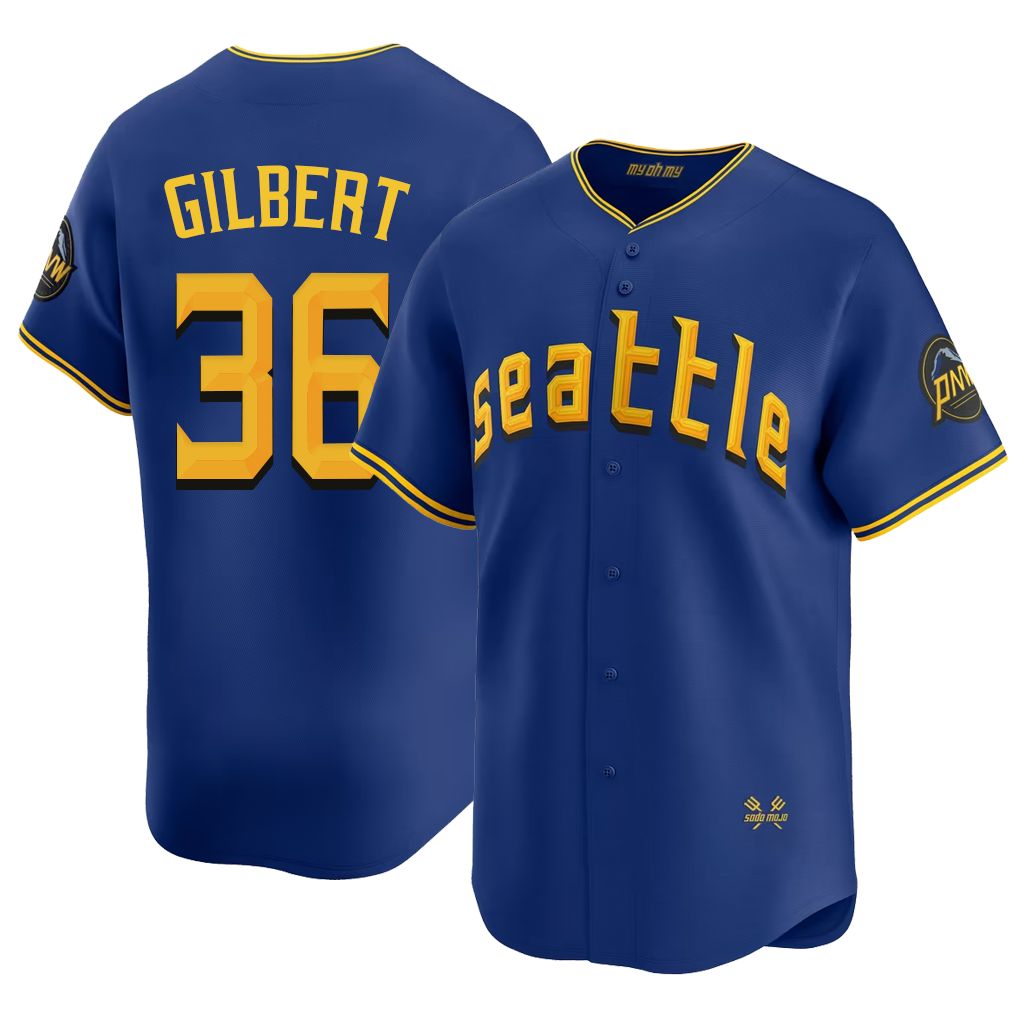 Seattle #36 Gilbert Player Baseball Short Sleeve Royal Jersey Logan For Men Women Youth Gift