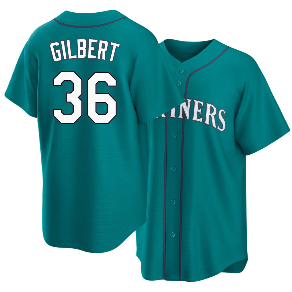 Seattle #36 Gilbert Player Baseball Short Sleeve Teal Jersey Logan For Men Women Youth Gift