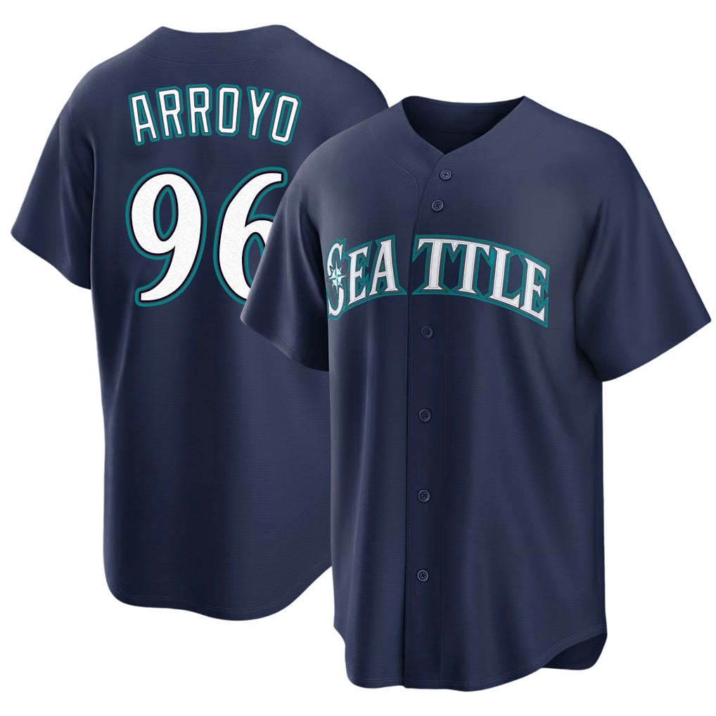 Seattle #96 Arroyo Player Baseball Short Sleeve Navy Jersey Michael For Men Women Youth Gift