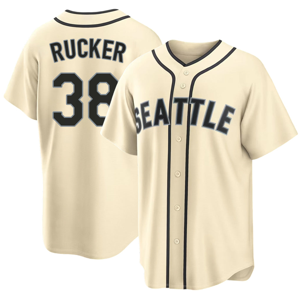 Seattle #38 Rucker Player Baseball Short Sleeve Cream Jersey Michael For Men Women Youth Gift