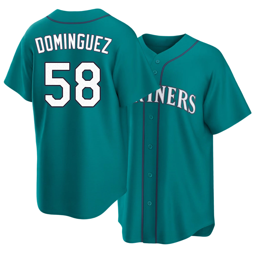 Seattle #58 Domínguez Player Baseball Short Sleeve Teal Jersey Seranthony For Men Women Youth Gift