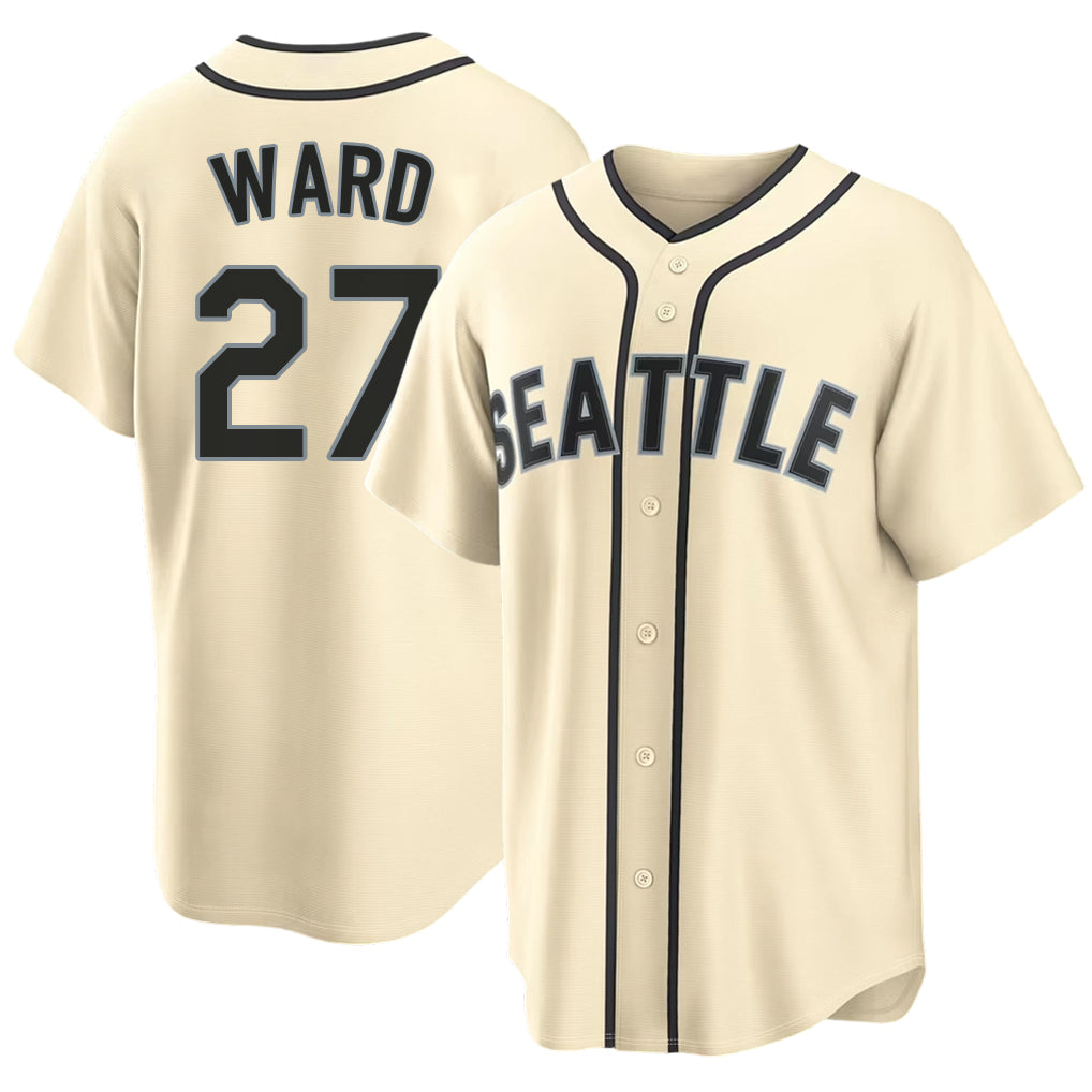 Seattle #27 Ward Player Baseball Short Sleeve Cream Jersey Taylor For Men Women Youth Gift