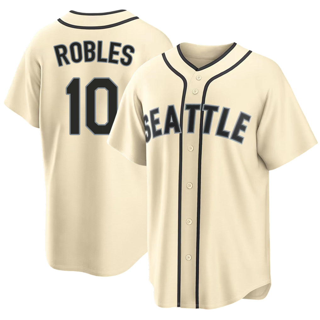 Seattle #10 Robles Player Baseball Short Sleeve Cream Jersey Victor For Men Women Youth Gift
