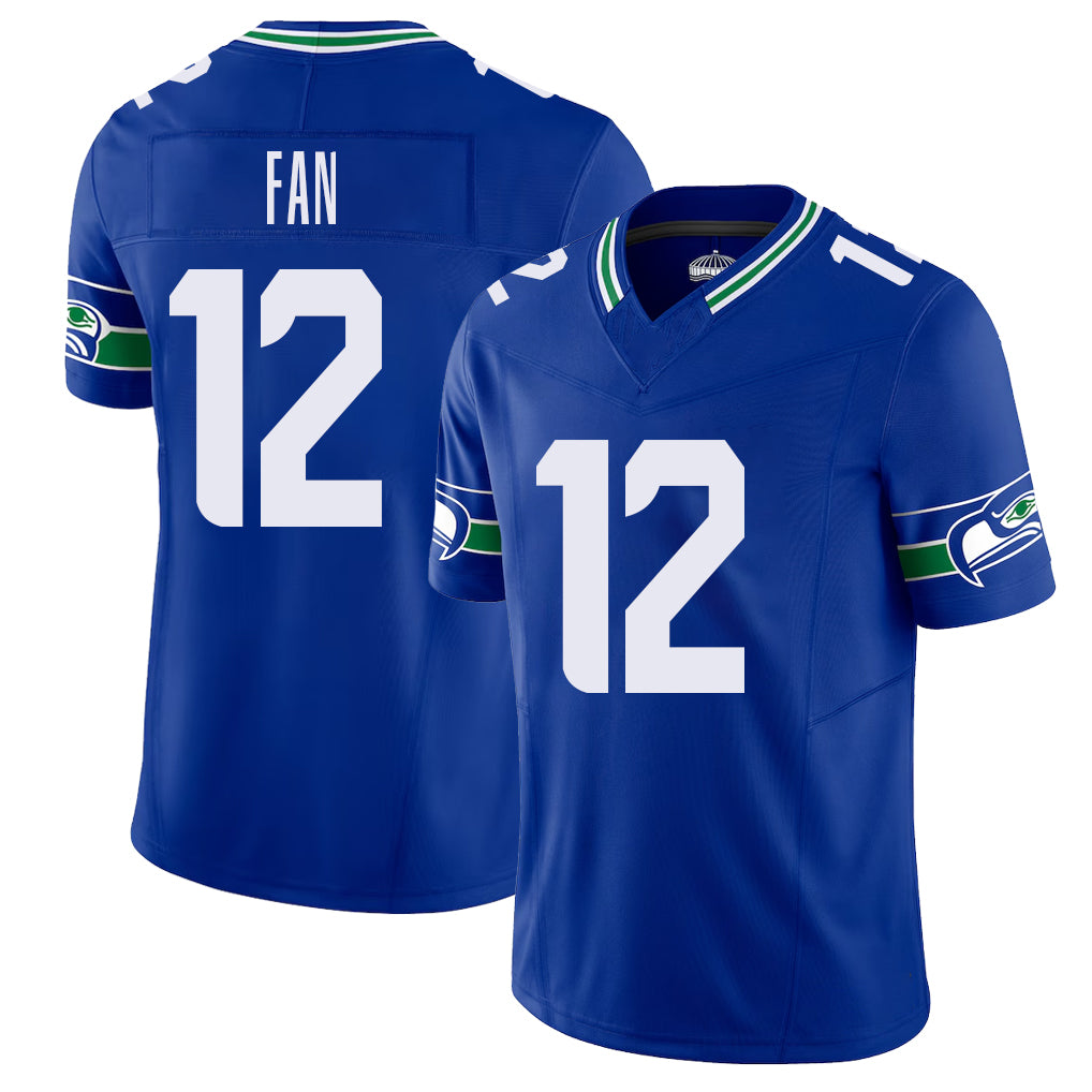 Seattle #12 Fan Player Football V Neck Short Sleeve Royal Jersey 12th For Men Youth Women Gift