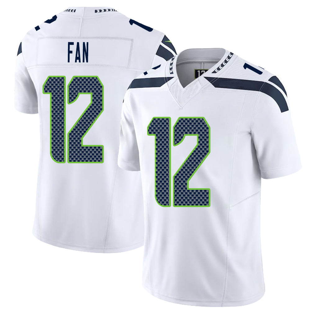 Seattle #12 Fan Player Football V Neck Short Sleeve White Jersey 12th For Men Youth Women Gift