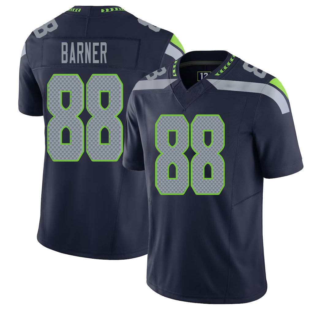 Seattle #88 Barner Player Football V Neck Short Sleeve Navy Jersey AJ For Men Youth Women Gift