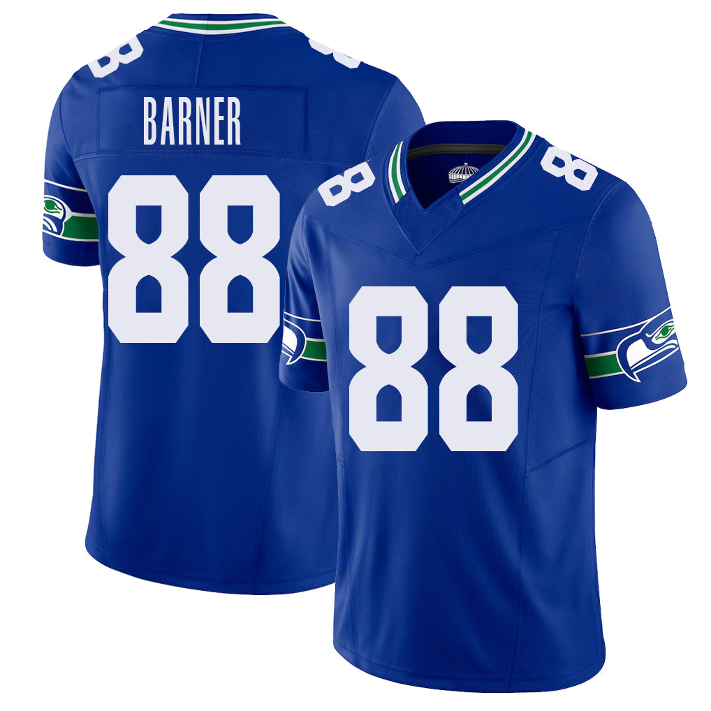 Seattle #88 Barner Player Football V Neck Short Sleeve Royal Jersey AJ For Men Youth Women Gift