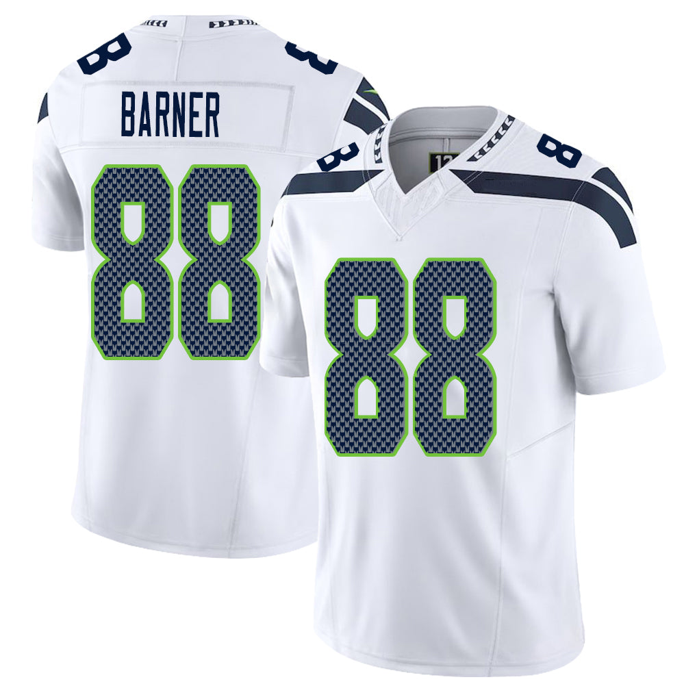 Seattle #88 Barner Player Football V Neck Short Sleeve White Jersey AJ For Men Youth Women Gift