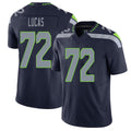 Seattle #72 Lucas Player Football V Neck Short Sleeve Navy Jersey Abraham For Men Youth Women Gift