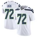 Seattle #72 Lucas Player Football V Neck Short Sleeve White Jersey Abraham For Men Youth Women Gift