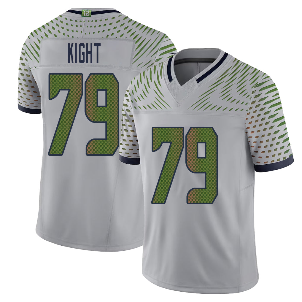 Seattle #79 Kight Player Football V Neck Short Sleeve Gray Jersey Amari For Men Youth Women Gift