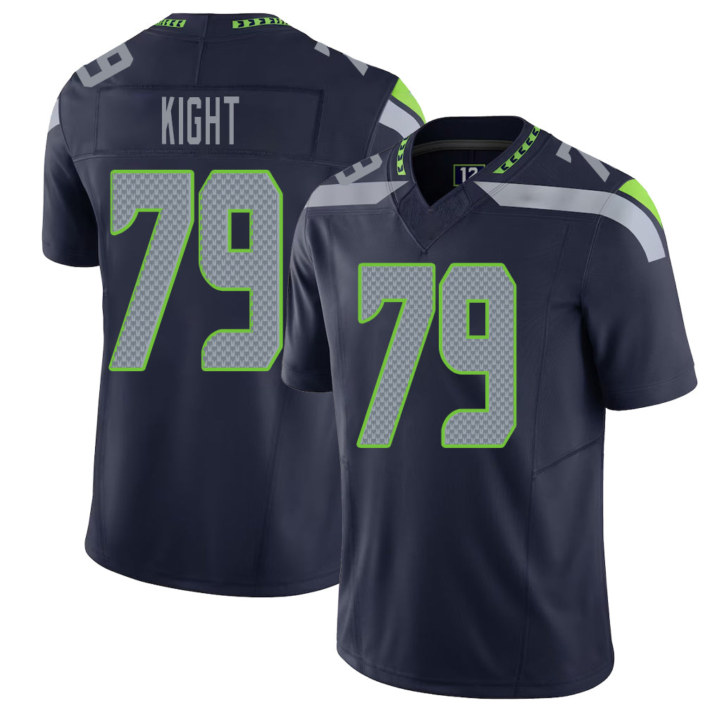 Seattle #79 Kight Player Football V Neck Short Sleeve Navy Jersey Amari For Men Youth Women Gift