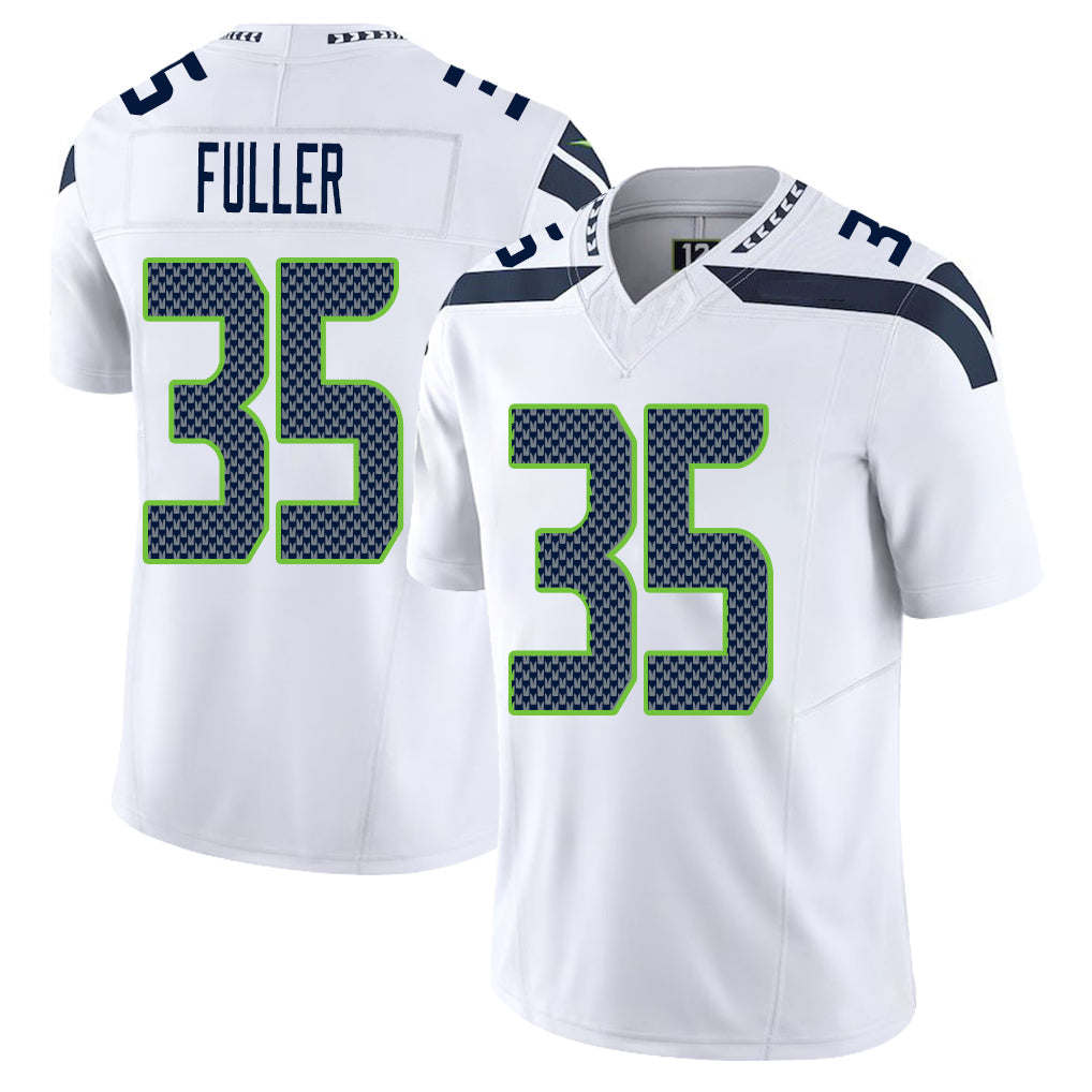 Seattle #35 Fuller Player Football V Neck Short Sleeve White Jersey Andre For Men Youth Women Gift