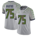 Seattle #75 Bradford Player Football V Neck Short Sleeve Gray Jersey Anthony For Men Youth Women Gift
