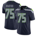 Seattle #75 Bradford Player Football V Neck Short Sleeve Navy Jersey Anthony For Men Youth Women Gift