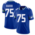 Seattle #75 Bradford Player Football V Neck Short Sleeve Royal Jersey Anthony For Men Youth Women Gift