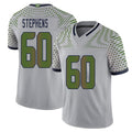 Seattle #60 Stephens Player Football V Neck Short Sleeve Gray Jersey Beau For Men Youth Women Gift