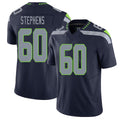 Seattle #60 Stephens Player Football V Neck Short Sleeve Navy Jersey Beau For Men Youth Women Gift