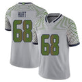 Seattle #68 Hart Player Football V Neck Short Sleeve Gray Jersey Bobby For Men Youth Women Gift