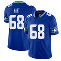 Seattle #68 Hart Player Football V Neck Short Sleeve Royal Jersey Bobby For Men Youth Women Gift