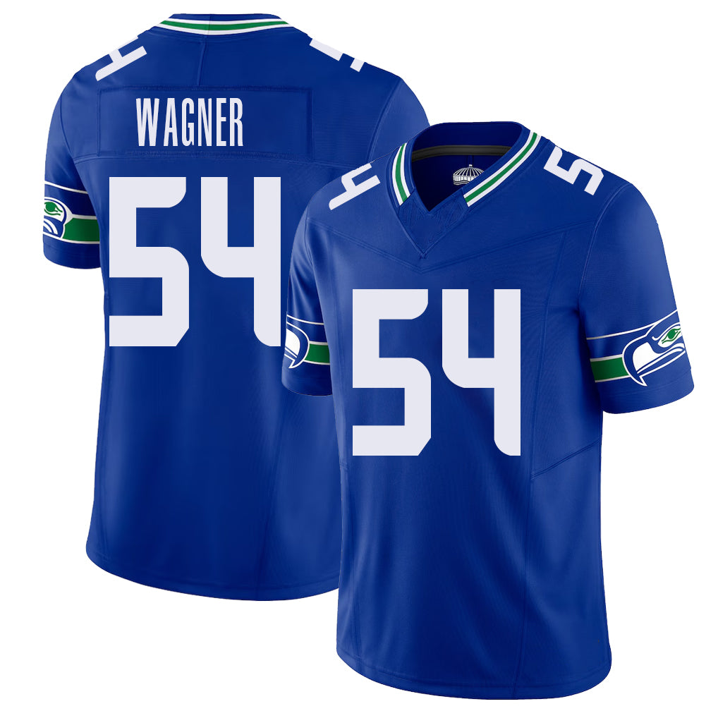 Seattle #54 Wagner Player Football V Neck Short Sleeve Royal Jersey Bobby For Men Youth Women Gift