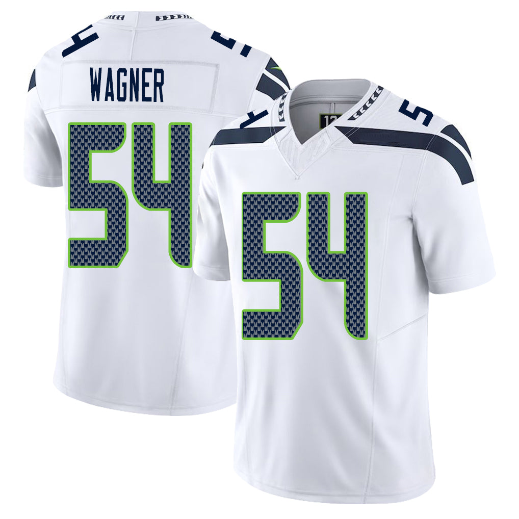 Seattle #54 Wagner Player Football V Neck Short Sleeve White Jersey Bobby For Men Youth Women Gift
