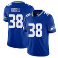 Seattle #38 Russell Player Football V Neck Short Sleeve Royal Jersey Brady For Men Youth Women Gift