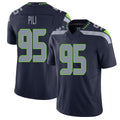 Seattle #95 Pili Player Football V Neck Short Sleeve Navy Jersey Brandon For Men Youth Women Gift