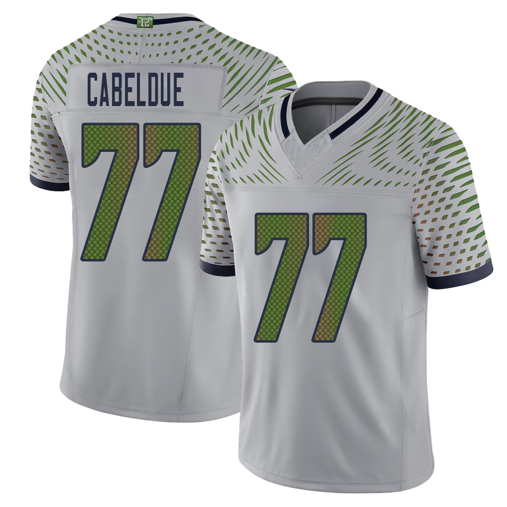 Seattle #77 Cabeldue Player Football V Neck Short Sleeve Gray Jersey Bryce For Men Youth Women Gift