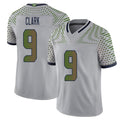 Seattle #9 Clark Player Football V Neck Short Sleeve Gray Jersey Bud For Men Youth Women Gift