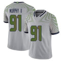 Seattle #91 Murphy II Player Football V Neck Short Sleeve Gray Jersey Byron For Men Youth Women Gift