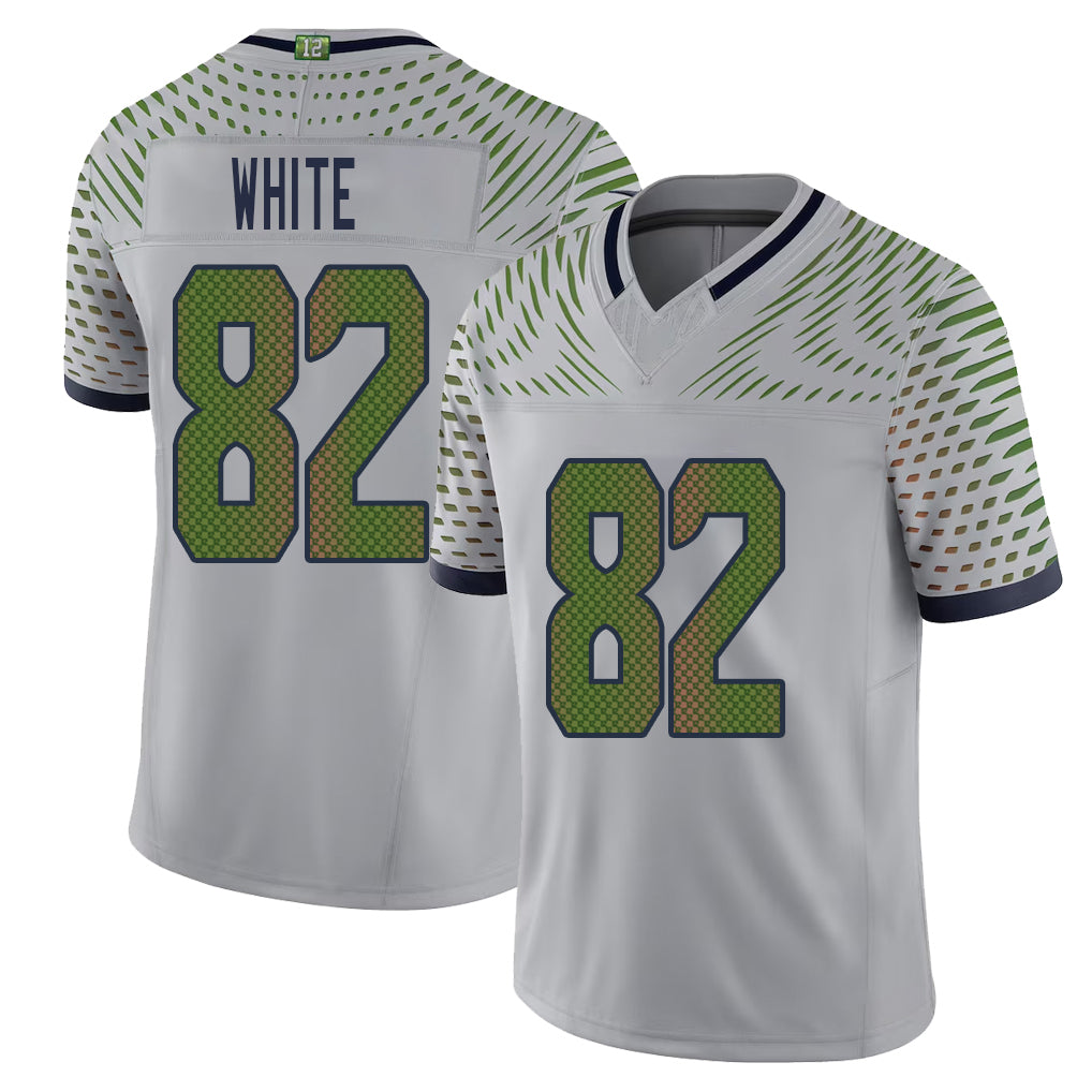 Seattle #82 White Player Football V Neck Short Sleeve Gray Jersey Cody For Men Youth Women Gift