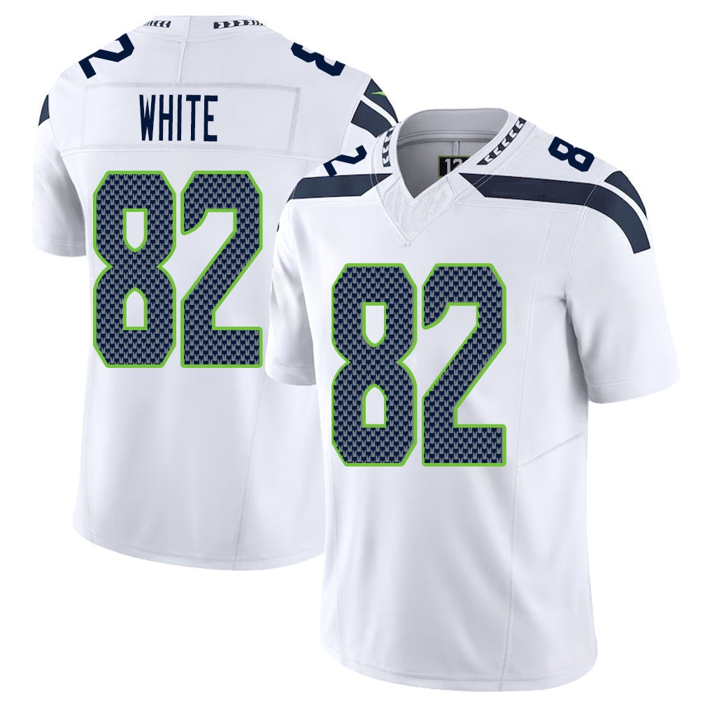 Seattle #82 White Player Football V Neck Short Sleeve White Jersey Cody For Men Youth Women Gift