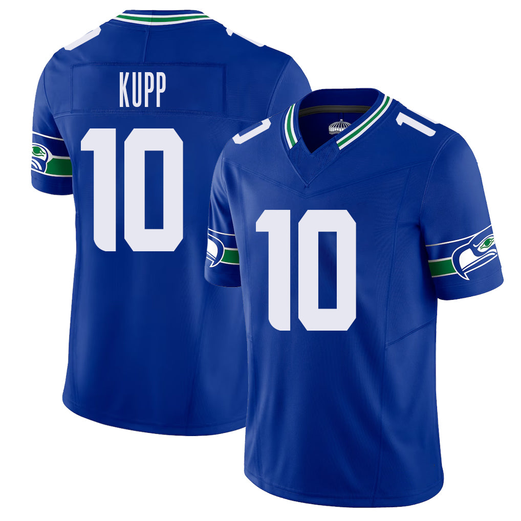 Seattle #10 Kupp Player Football V Neck Short Sleeve Royal Jersey Cooper For Men Youth Women Gift
