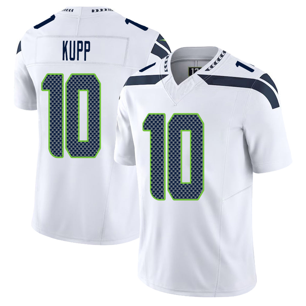Seattle #10 Kupp Player Football V Neck Short Sleeve White Jersey Cooper For Men Youth Women Gift
