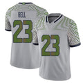Seattle #23 Bell Player Football V Neck Short Sleeve Gray Jersey D'Anthony For Men Youth Women Gift