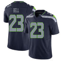 Seattle #23 Bell Player Football V Neck Short Sleeve Navy Jersey D'Anthony For Men Youth Women Gift