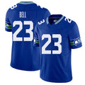 Seattle #23 Bell Player Football V Neck Short Sleeve Royal Jersey D'Anthony For Men Youth Women Gift