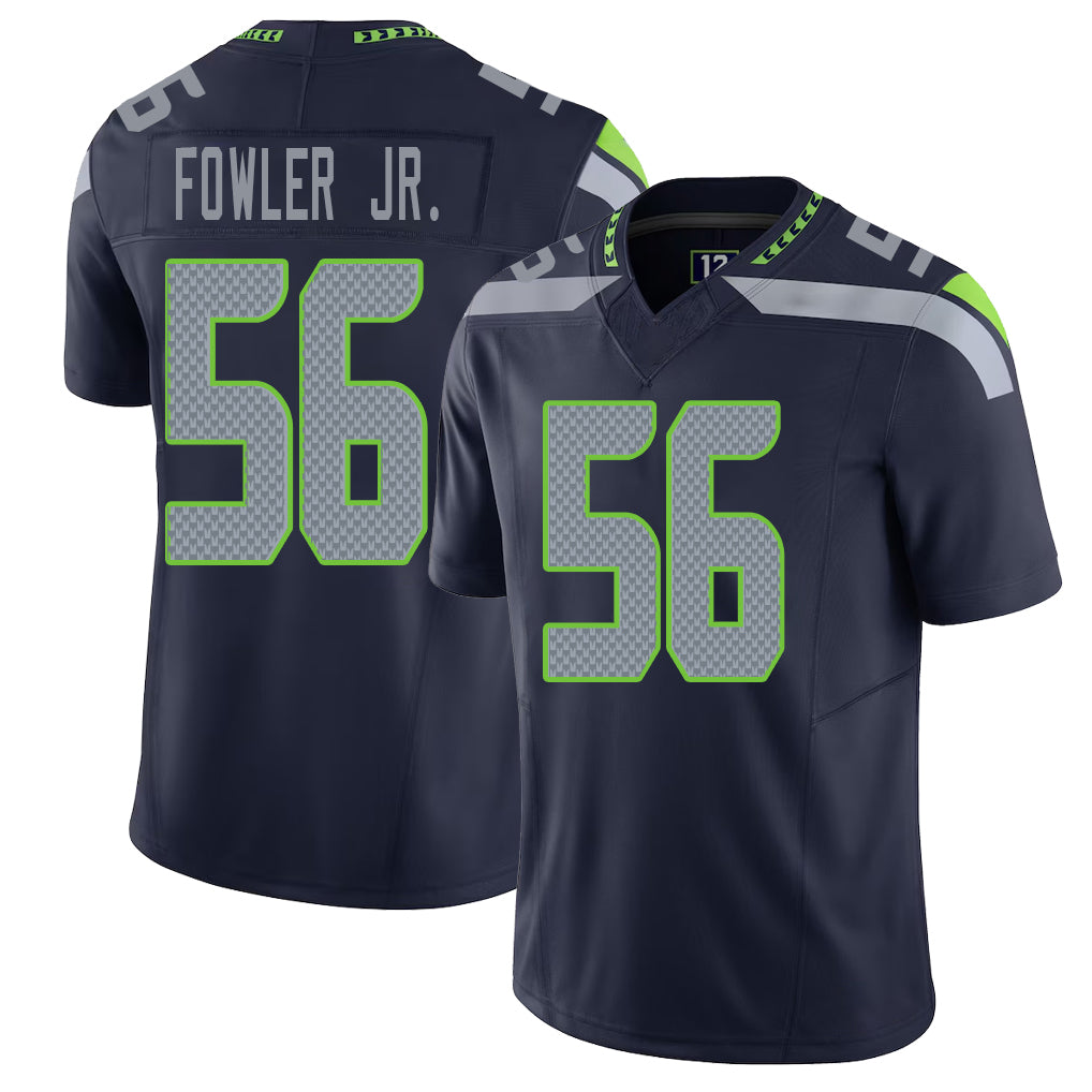 Seattle #56 Fowler Jr. Player Football V Neck Short Sleeve Navy Jersey Dante For Men Youth Women Gift