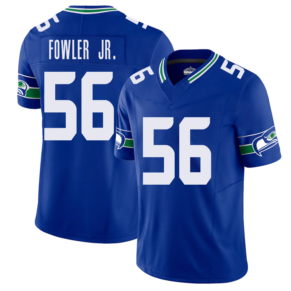 Seattle #56 Fowler Jr. Player Football V Neck Short Sleeve Royal Jersey Dante For Men Youth Women Gift