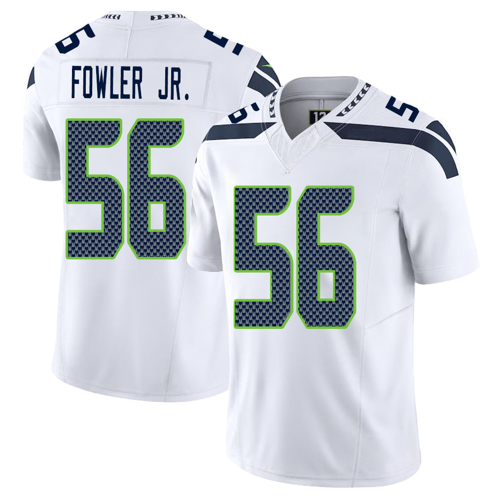 Seattle #56 Fowler Jr. Player Football V Neck Short Sleeve White Jersey Dante For Men Youth Women Gift