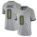 Seattle #0 Lawrence Player Football V Neck Short Sleeve Gray Jersey DeMarcus For Men Youth Women Gift