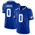 Seattle #0 Lawrence Player Football V Neck Short Sleeve Royal Jersey DeMarcus For Men Youth Women Gift