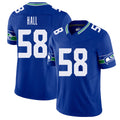 Seattle #58 Hall Player Football V Neck Short Sleeve Royal Jersey Derick For Men Youth Women Gift