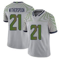 Seattle #21 Witherspoon Player Football V Neck Short Sleeve Gray Jersey Devon For Men Youth Women Gift