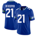 Seattle #21 Witherspoon Player Football V Neck Short Sleeve Royal Jersey Devon For Men Youth Women Gift
