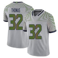 Seattle #32 Thomas Player Football V Neck Short Sleeve Gray Jersey Drake For Men Youth Women Gift