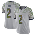 Seattle #2 Lock Player Football V Neck Short Sleeve Gray Jersey Drew For Men Youth Women Gift