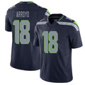 Seattle #18 Arroyo Player Football V Neck Short Sleeve Navy Jersey Elijah For Men Youth Women Gift
