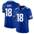 Seattle #18 Arroyo Player Football V Neck Short Sleeve Royal Jersey Elijah For Men Youth Women Gift